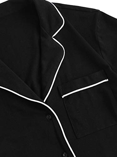 Floerns Women's Notch Collar Short Sleeve Sleepwear Two Piece Pajama Set Black M #TOP2