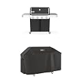 Bundle of Weber Genesis E-415 Liquid Propane Gas Grill for Outdoor Cooking, 4 Burners, Black – Porcelain-Enameled Cast-Iron Grates & PureBlu Burners + Genesis 400 Series Premium Grill Cover