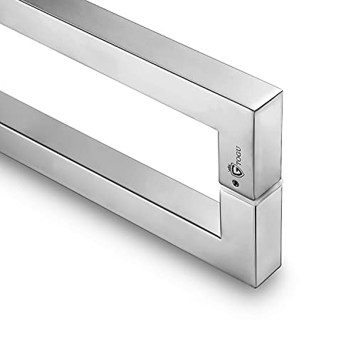 Togu Tg-R3030 Heavy Duty Commercial Grade 450Mm/18 Inches Square/Rectangle Shape Solid 1.2Mm Thick Stainless Steel 304 Push Pull Door Handle, Mirror Chrome/Polished Chrome Finish #TOP7