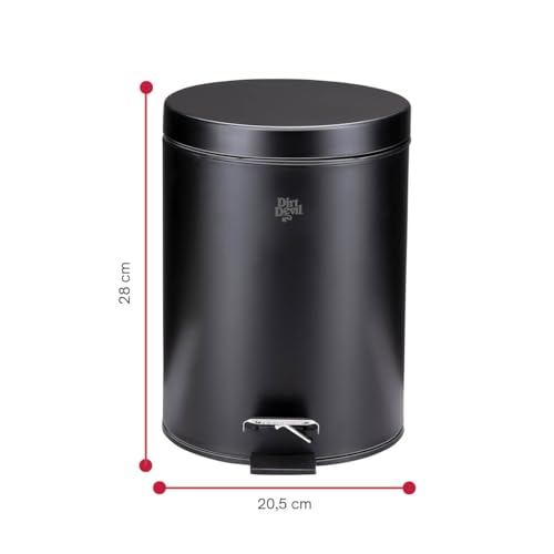 Dirt Devil Tretmülleimer 5L – Mülleimer Küche mit Soft Close – Abfalleimer aus Edelstahl – für Küche, Badezimmer und Buro - Herausnehmbarer Inneneimer – Küchenmülleimer - Ø20,5 x 28 CM – Schwarz – Bild 3