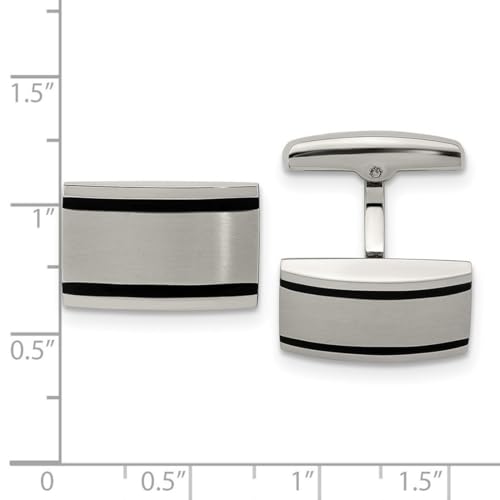 Mancuernillas de acero inoxidable con caucho negro 20x12mm miniatura 2