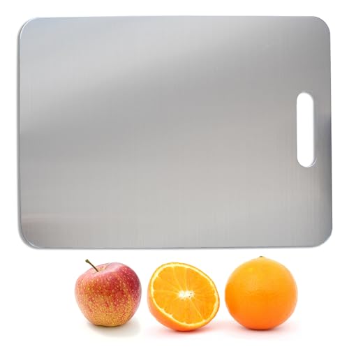 Tabla de cortar rectangular extra grande de acero inoxidable miniatura 1