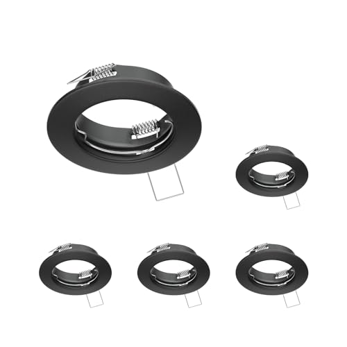 ledscom.de 5 pcs. recessed Ceiling Frame Fere, Round, Black matt, 5 piece (pack of 1)
