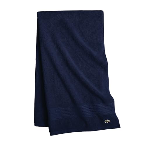 Consejos para Comprar Toallas Baño que Puedes Comprar On-line. 44 Lacoste Heritage Supima - Toalla de baño de algodón, Azul Marino, 30 x 54 Pulgadas