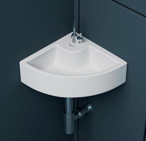 Image of LUXART Ceramic Wall Mount & Table Top Bathtroom Basin-16 x 16 x 5 Inc Glossy Finish Wall Hung & Countertop Designer Vessel Sink - Over counter Wash Basin For Hotel Home Living Room