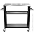Nessxa Outdoor Grill Cart with Three-Shelf, Stainless Steel Pizza Oven Table for Outside, Dining Kitchen Cart with Two Side Handle, Garden Patio BBQ Kitchen Food Prep Table Cart (Black)