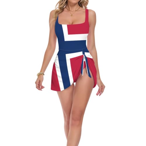 Maillot de bain 1 pièce motif drapeau de la Norvège pour femme, idéal plage et natation