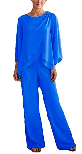 2 PC Chiffon Mother of The Bride Pants Suits Pleated Formal Evening Gowns Women Outfits Wedding Pants Sets