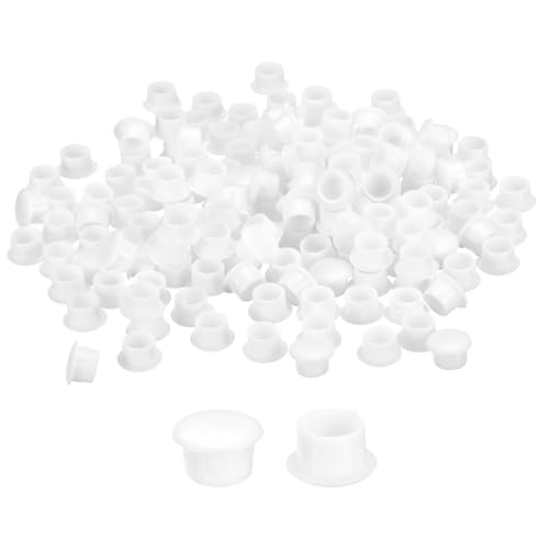 Image of uxcell 150Pcs Screw Hole Plugs, 10mm(3 /8 inch) Dia Plastic Round Button Plugs Snap in Locking Hole Covers Flush Type Caps for Furniture Cabinet, White