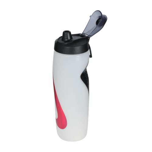 Image of Nike REFUEL BOTTLE LOCKING LID 24 OZ - WHITE /BLACK /HYPER CRIMSON IRIDESCENT, 709 ML