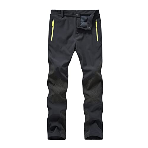 BASUDAM Pantalon de ski pour femme en polaire imperméable, coupe-vent, extensible, avec poches zippées, noir, Large Cover