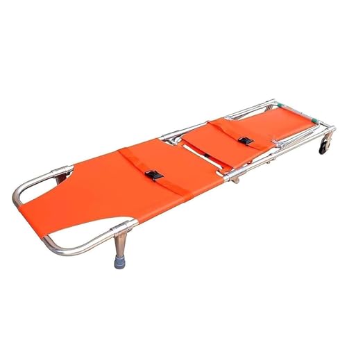 救護用担架 折りたたみ式コンパクトストレッチャー - アルミ製キャスター付き医療用ストレッチャー、緊急医療用旅行用患者搬送ストレッチャー、耐荷重350ポンド