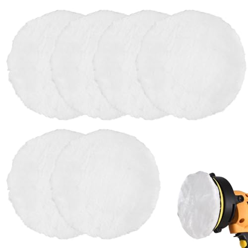 6 Stück Polieraufsatz Kompatibel Mit Bosch Exzenterschleifer, Lammwolle Polierpads 125mm, Lammwolle Polierscheiben, Polierhaube Polierschwamm, für Auto, Autoscheinwerfer, Korkböden usw, Weiße