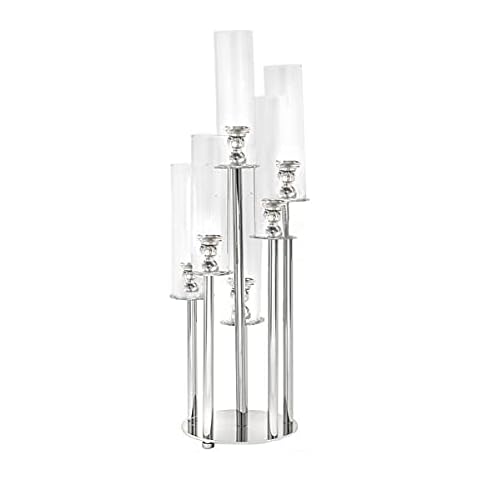 BalsaCircle 33-Inch Glass Candelabra Candle Holder Cover