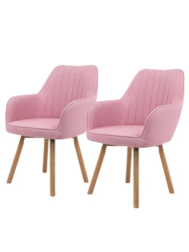 holz4home® 2er Set Esszimmerstuhl Sessel I Gepolsterter Wohnzimmerstuhl mit Holzbeinen I Sitz & Armlehnen gepolstert Beine aus Eichenholz I Stuhl für Wohnzimmer Esszimmer Schlafzimmer (Rosa) holz4home® 2er Set Esszimmerstuhl Sessel I Gepolsterter Wohnzimmerstuhl mit Holzbeinen I Sitz & Armlehnen gepolstert Beine aus Eichenholz I Stuhl für Wohnzimmer Esszimmer Schlafzimmer (Rosa)