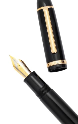 Stylo-plume en acrylique noir avec clip doré pour écriture et bureau