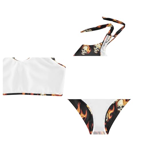 Wusikd Flaming Skulls Girls Swimsuits Two Piece Black Swimwear Bikini Set for for Girls Size 3T4
