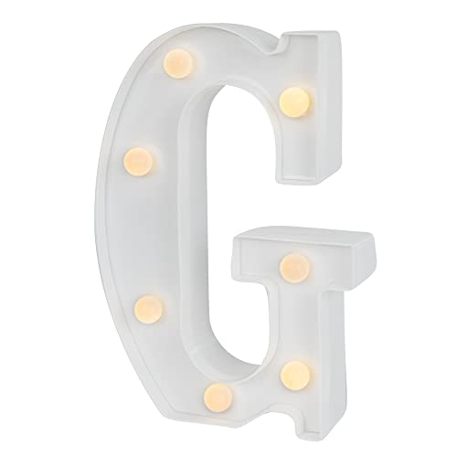 Image of Restaurantware Illumify 6 x 1.2 x 8.7 Inch Light Up Letter 1 Durable Marquee LED Light - Letter G Touchproof White Plastic Party Light Keyhole Slot For Parties Weddings Or Special Events