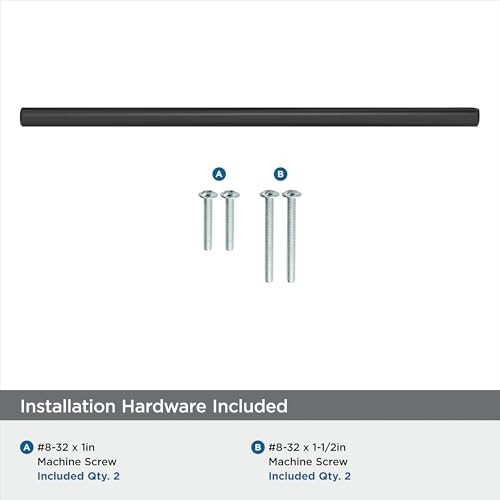 Image of Amerock 8-13 /16 inch Bar Pulls Matte Black Drawer Pull | 8-13 /16 inch (224mm) Center-to-Center Mounting Distance and 11-3 /16 inch Overall Length, Durable Carbon Steel Cabinet Hardware