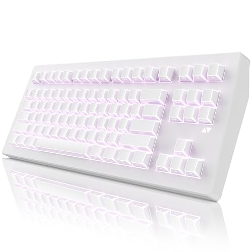 Image of ZORNHER CG870 Wireless Mechanical Keyboard,80% White Gaming Keyboard, Creamy Keyboard,Shine Though Double Shot Keycaps,Creamy Sounding Linear Switches,Hot-Swappable
