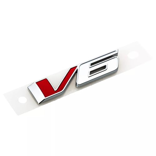 Image of 1pc V6 Emblem Fit for 2017-2021 Truck Badge 3D Nameplate Sticker 23349280 (Silver Red)