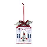 Generic 木製クリスマスツリー装飾 – 松の木リースオーナメントで休日を彩る (正方形)