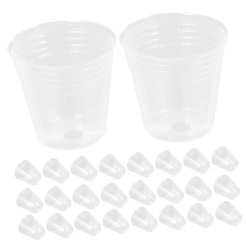NULYLU 50 Pcs Copa de vivero Plant Pot Plantas Mezcla para macetas de orquídeas ollas claras Macetas de jardín macetas de plántulas pequeñas macetas Maceta de plastico Flor páginas