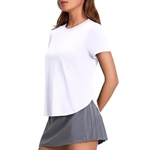 PINSPARK Gym Tops Women Short Sleeve Crew Neck UPF 50+ T-Shirt Ladies Yoga Workout Tops Casual Lightweight Quick Dry Shirts Fitness Sport Activewear Clothes