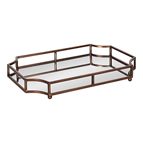 Kate and Laurel Ciel Modern Scalloped Tray; 19 x 13 x 3. Bronze; Decorative Mirrored Tray for Storage and Display