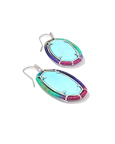 Kendra Scott Threaded Elle Drop Earring in Silver-Plated Brass, Fashion Jewelry for Women, Blue Mix