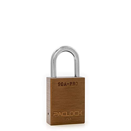 Image of PACLOCK's 90A-PRO Padlock, 1 /4 inch Diameter Hard. Stainless Steel Shackle, 1-3 /16 inch Tall, High Performance 7-Pin Cylinder w / 1 Key, Keyed Differently, Brown