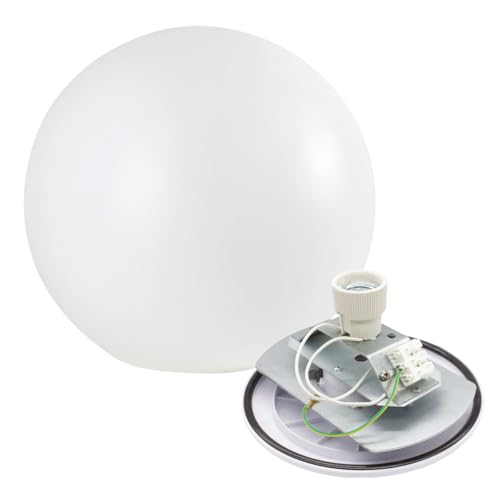 Farola Jardin Difusor Bola Lampara Exterior (Difusor 40 cm + base E-27) Farolas Exterior Jardin, Globo Difusor Bola Farola Polietileno Blanca para Exterior Luz de Jardin Patio Luces Exteriores