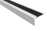 Effector Treppenkantenprofil | Anti rutsch Aluprofil | Aluminium Treppenprofil | Silber Eloxiert Kantenschutzprofil | 46 x 29 mm Winkelprofil | Treppenstufenprofil | Abschlussleiste | 1 Stück 180 cm