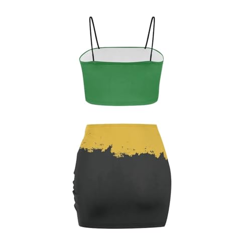 Image of Biyejit Women's 2 Piece Summer Outfits Spaghetti Strap Crop Tops and Bodycon Mini Skirt Dress Set Plus Size S-4XL