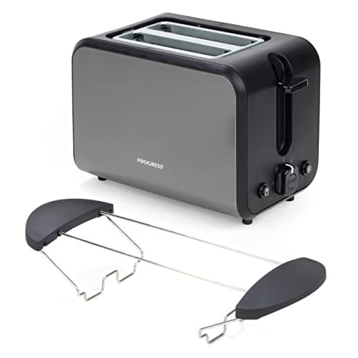 Progress EK4253GNMPPMDIR Tostadora Con 2 Ranuras, Aparato Con Funciones Variables Para Potensiar El Tostado, Cancelación Y Descongelación Incluida, 870 W, Bandeja Recogemigas Extraíble, Color Plomo