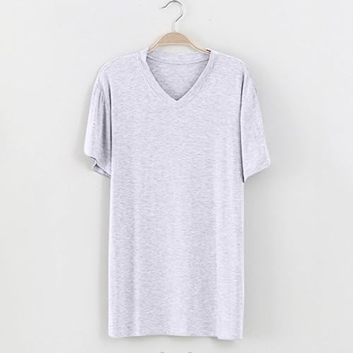 Men's Short Sleeve Crew Neck Shirt Pajama, Solid Cotton Loose Fit T-Shirt Casual Top, Relaxed Summer Unisex Sleepwear2