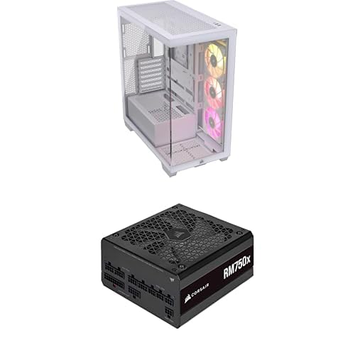 Image of CORSAIR iCUE Link 3500X RGB Mid-Tower ATX PC Case + CORSAIR RM750x Fully Modular ATX Power Supply - White