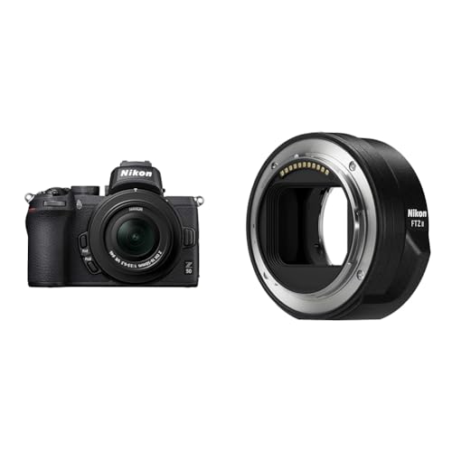 Nikon Z50 - Cámara DX Mirrorless, 11 FPS, Vídeo 4K, Pantalla Táctil abatible, Kit Cuerpo con Objetivo 16-50 DX VR, Color Negro + Nikon Adaptador FTZ II Mount Adapter