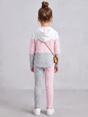 Girls Winter Clothes 2 Piece Outfit Set Hoodie Leggings Light Pink 7-8Y - image 4