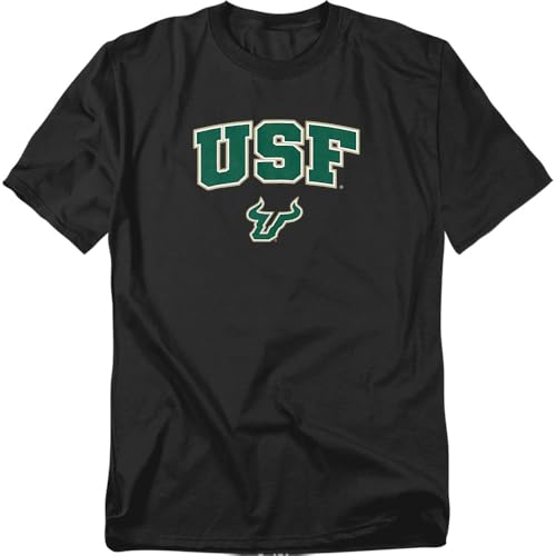LOGOVISION University of South Florida Arch Logo Black Unisex Adult T Shirt, Black, Large
