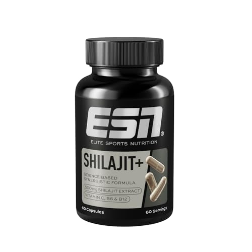ESN Shilajit+ 60 vegane Kapseln hochdosiert mit 2000 mg Shilajit aus Extrakt mit Vitaminen und Piperin