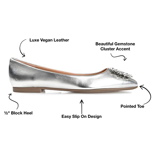 Journee Women's Renzo Dress Flats Silver, 7 Wide2
