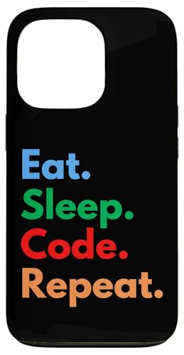 �R�[�_�[�A�n�b�J�[�A�\�t�g�E�F�A���D�Ƃ̂��߂�Eat Sleep Code Repeat �X�}�z�P�[�X iPhone 13 Pro �p