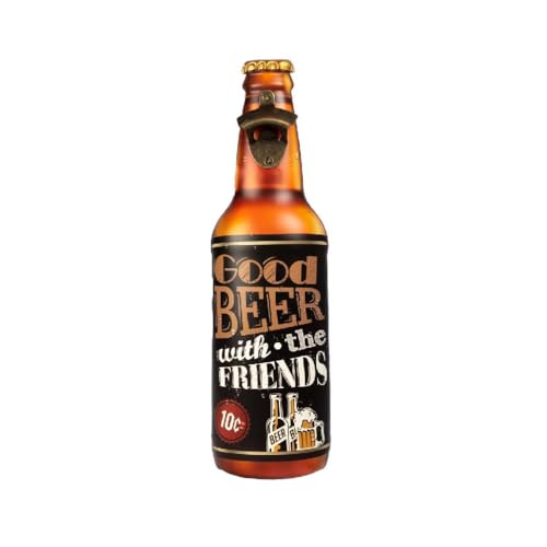 Image of Metal Bottle and Can Opener - 'Good Beer with The Friends' Wall-Mounted Bottle Opener for a Stylish Decor