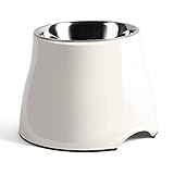 Fluffydream Elevated Dog Bowls, Prevention of Vertebrae Disease, Non-Slip With Stainless Steel Bowl, High Capacity Food Bowls (SnowWhite, M (540ML / 2 Cups))