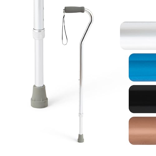 Medline Aluminum-Chrome Offset Walking Cane, Adjusts 29–38” & Supports Up to 300 Lbs. —...