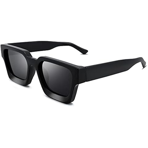 Braylenz Retro Square Sunglasses for Men Women Thick Frame Chunky Rectangle Shades Cover
