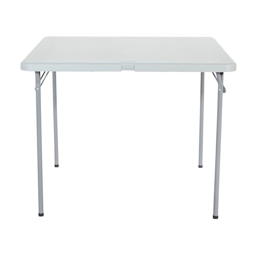 Office Star Resin 5-Piece Folding Square Table and Chair Set, Light Grey - Image 5