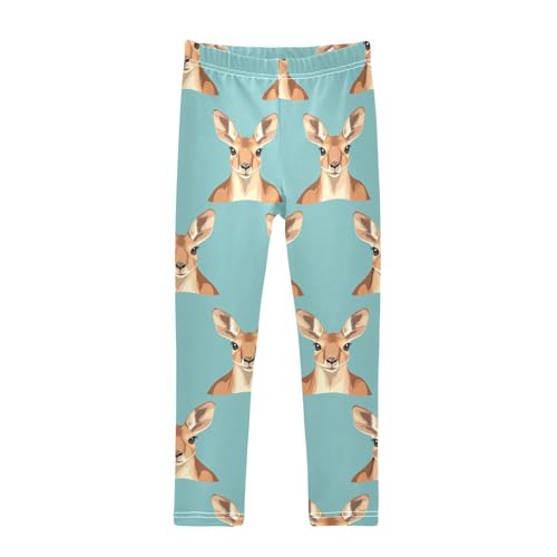 Kangaroo Head Girls Leggings,Workout Leggings for Girls Toddler Athletic Legging Size for 3-10T