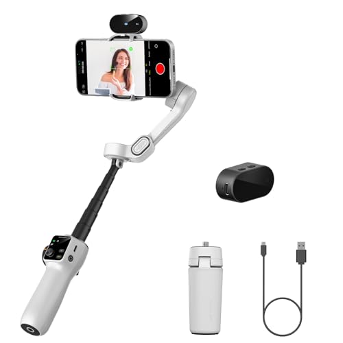 Image of AOCHUAN Gimbal Stabilizer for Video Recording, Smartphone 3-Axis Smartphone Gimbal with AI Tracking Sensor for Vlogging,7.8' Extension Rod,Trigger Button,YouTube Tiktolk(Smart V8 AI White)